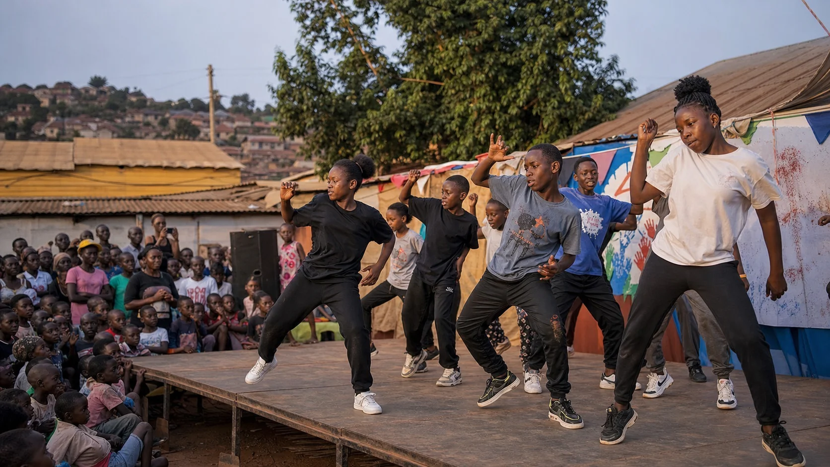 Young Ugandan dancers performing in their community